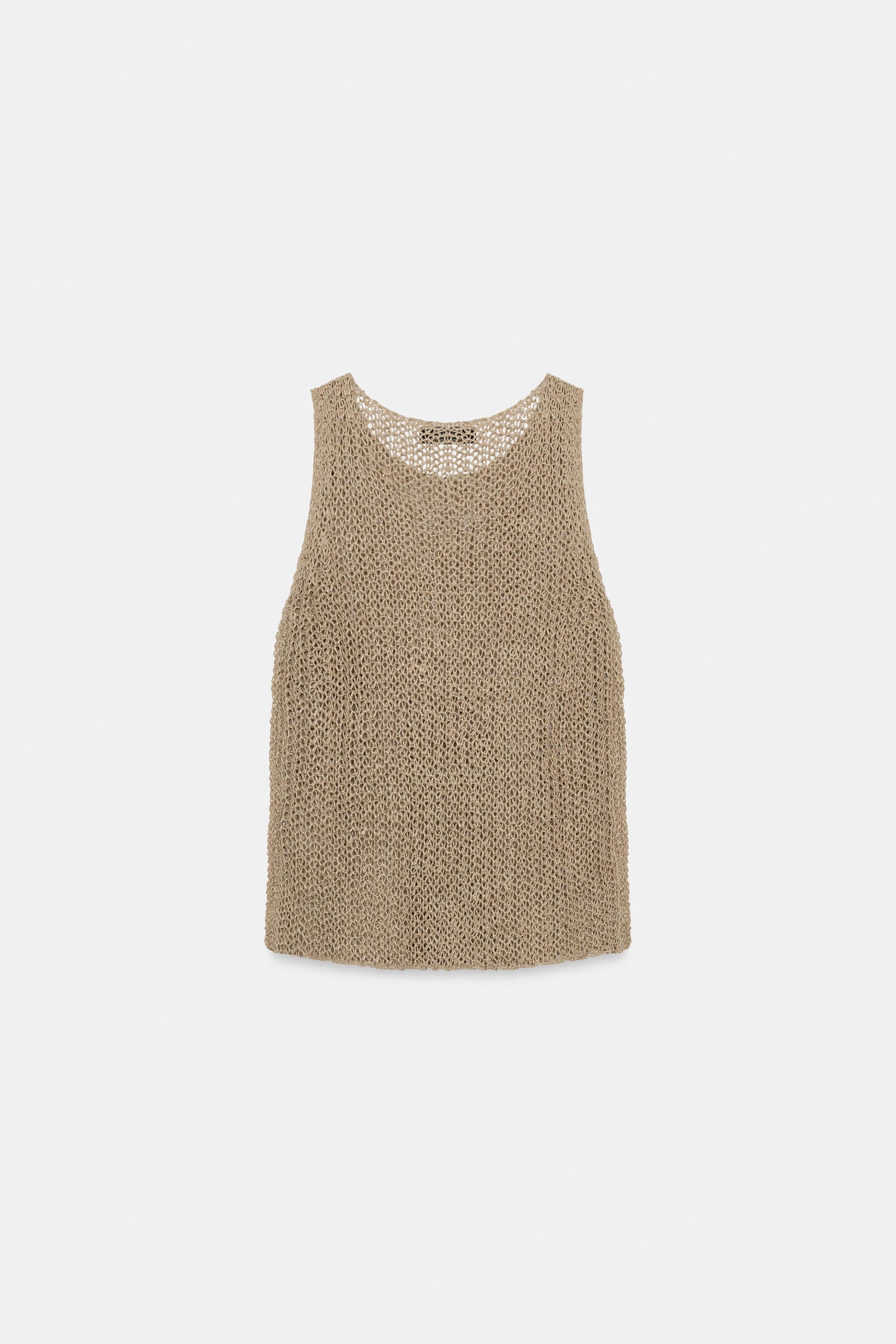 TOP EN MAILLE AJOURÉE 100% LIN